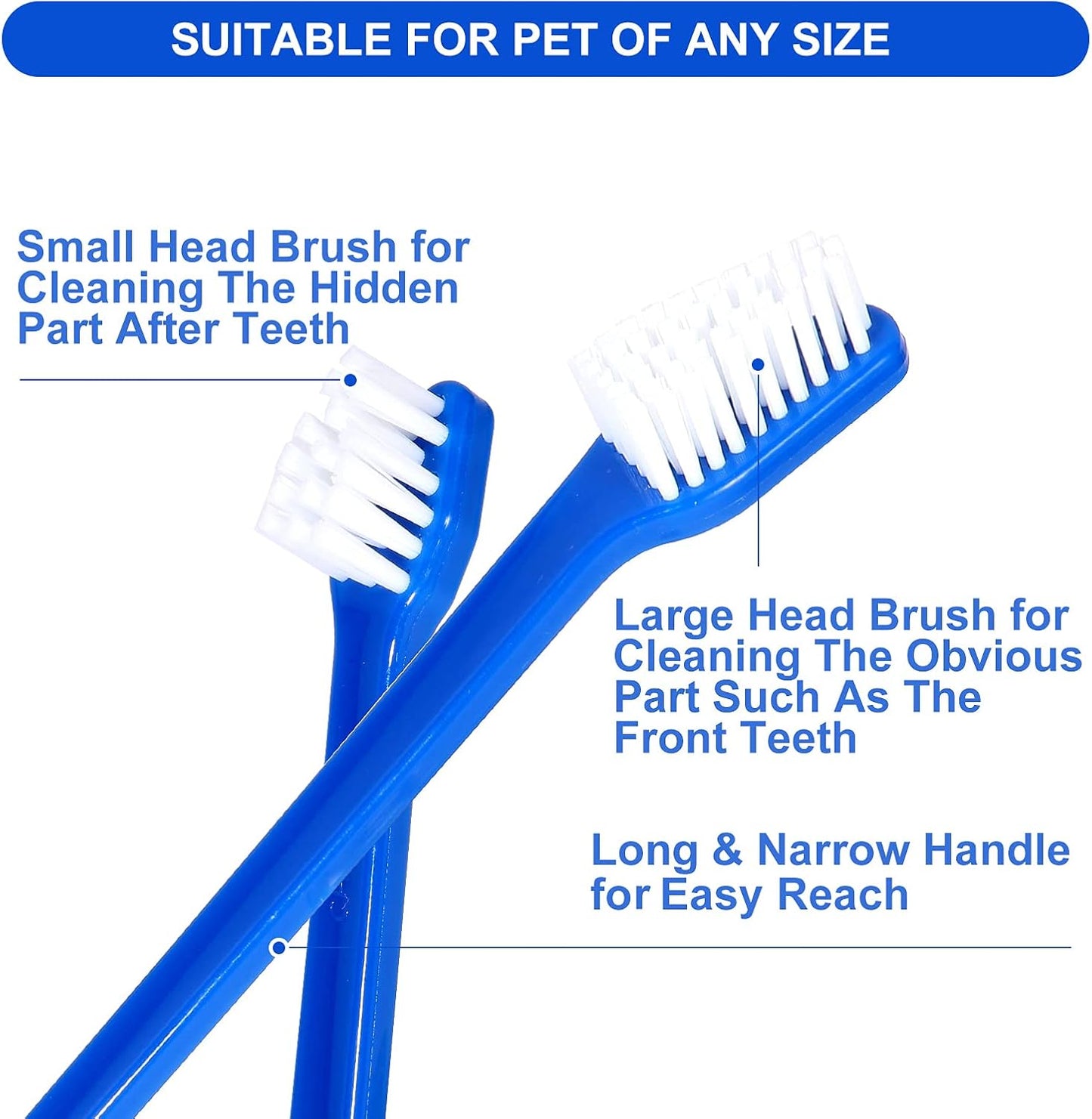 Newday 50 Pack Dual Ended Long Dog & Cat Toothbrush, Pet Safe Super Soft Bristles for Pet Dog Puppy Kitten Dental & Oral Care Teeth & Gums, Pet toothbrushes in Box, Bulk Individual polybag (Colorful)