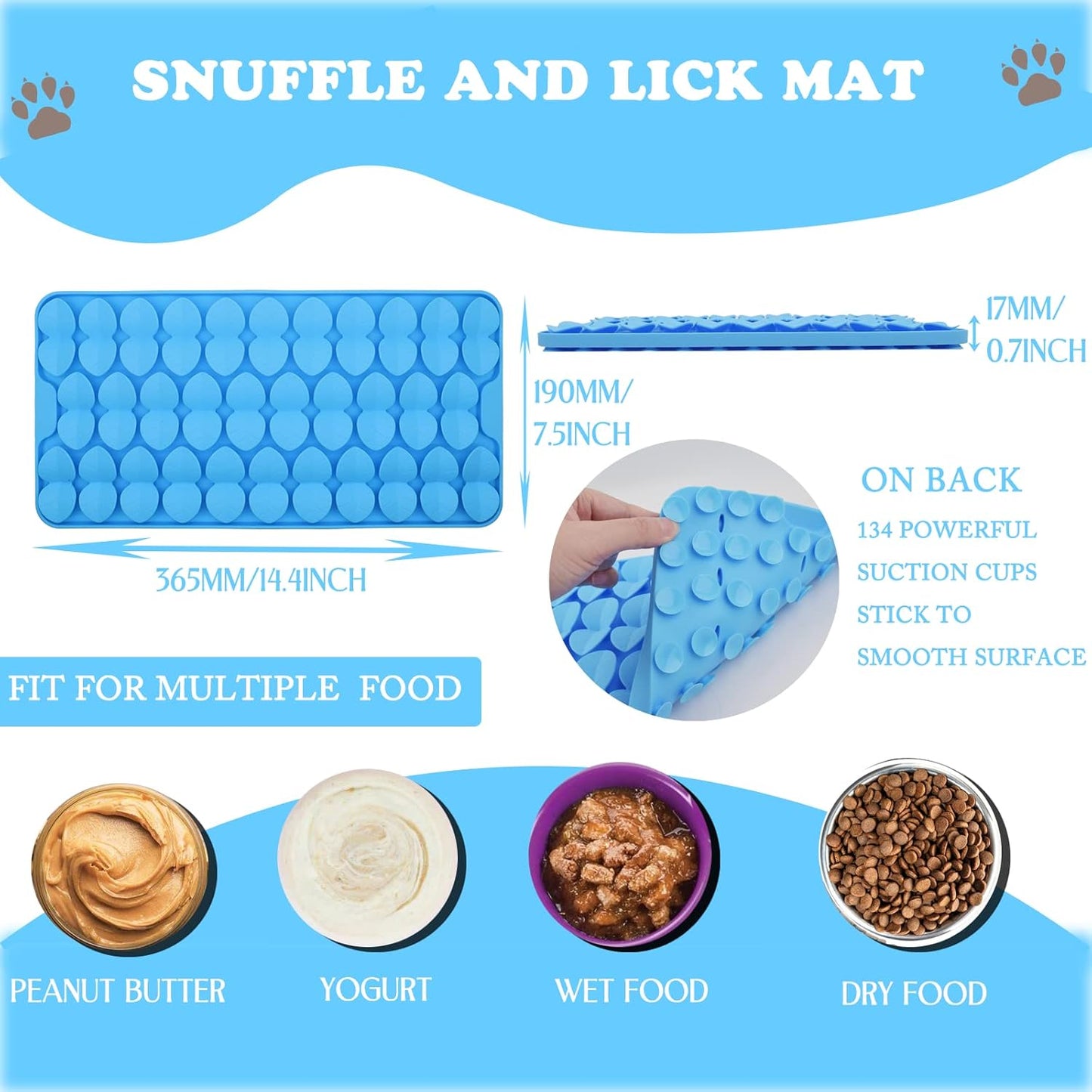 Silicone Snuffle Mat for Dogs Slow Feeder Lick Mat with Suction Cups Dogs Sniff Mat Dogs & Cats Entertainment Toys for Boredom(Black)