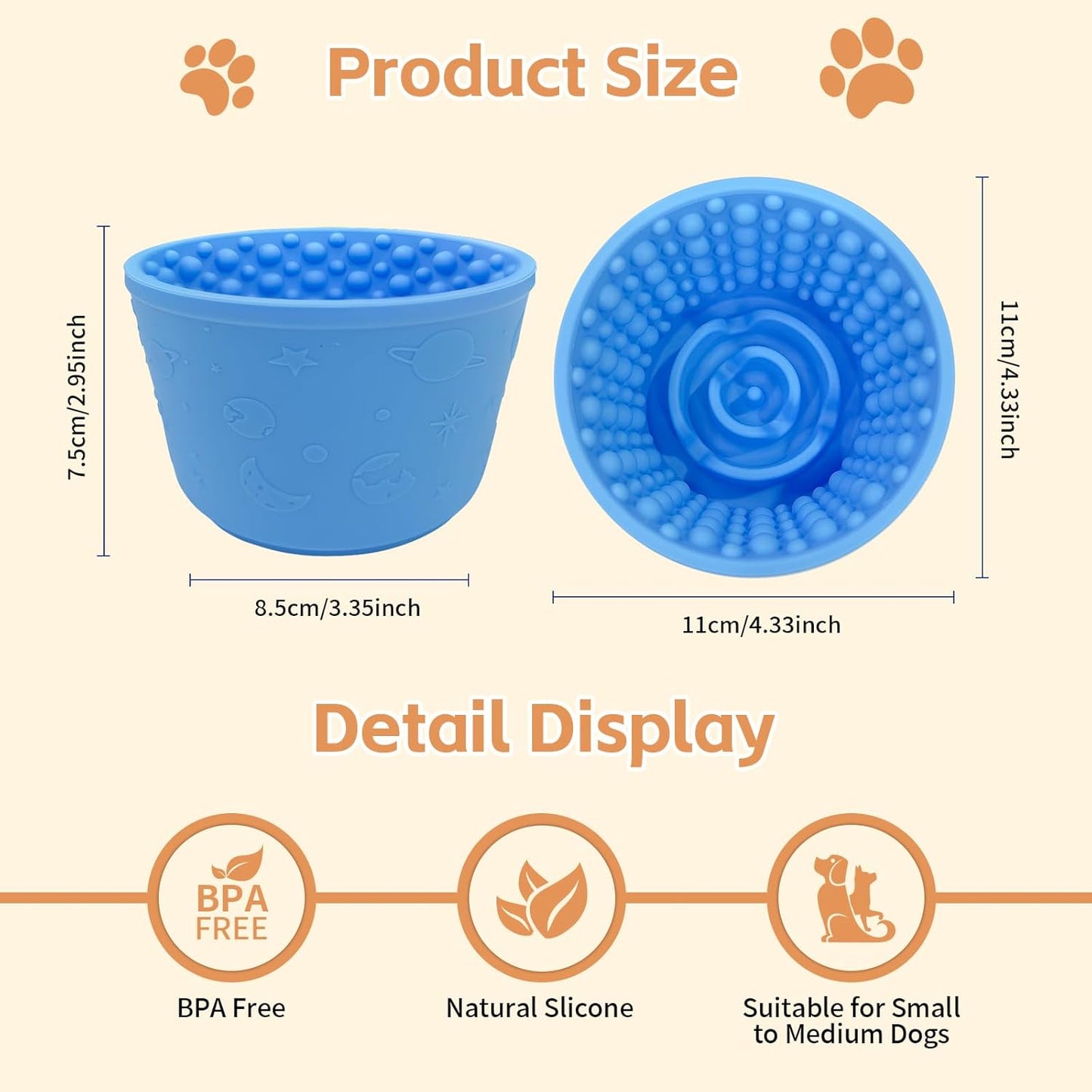 Dog Lick Bowl,Anxiety Relief Non-Slip Silicone Treat Bowl,Durable Anti-Choking Long-Lasting Enrichment Slow Feeder Licking Mat for Small Medium Large Breed,Freezable BPA Free Silicone Dishwasher Safe