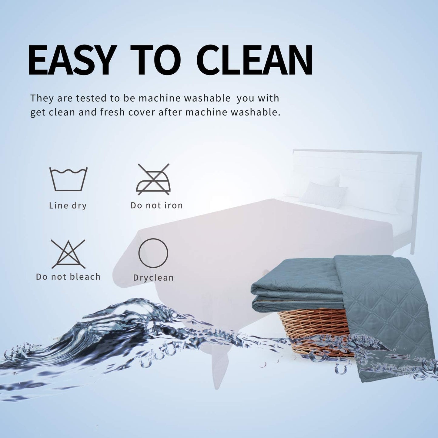 Easy-Going 100% Waterproof Dog Bed Cover, Non-Slip Pet Blanket for Furniture, Washable Couch Cover, Repleasement Sofa Cover (68x82 in,Gray)