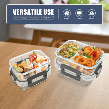 GULFLIN 24-Piece Small Glass Food Storage Containers with Lids Airtight, 1.5 Cup Meal Prep Containers Set, Microwave&Dishwasher Safe, Leak-Proof, BPA-Free, Grey