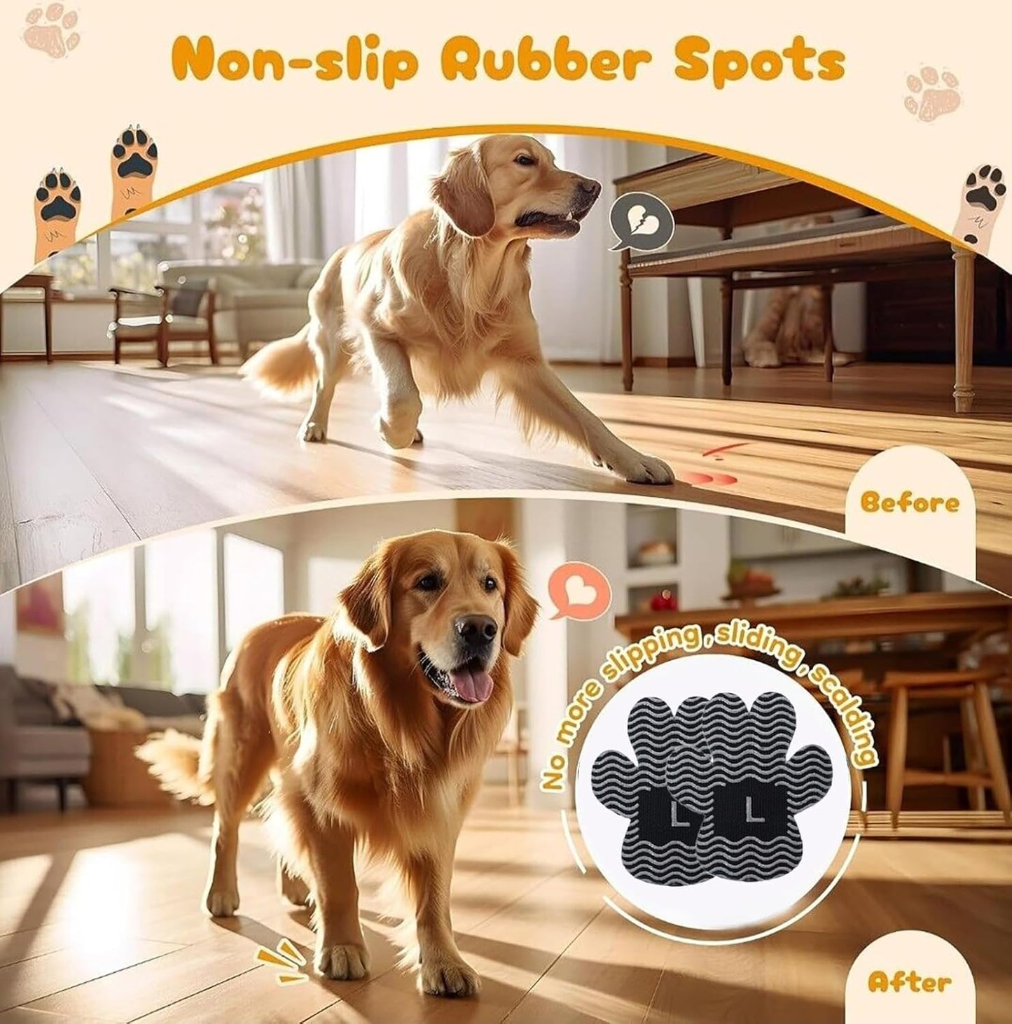 Dog Paw Protector Anti Slip Toe Grips Paw Pads for Dogs Traction, 8 Sets 32 Pads Disposable Self Adhesive Resistant Dog Shoes Boots Socks Replacement Dog Grippers for Senior Dogs (Rose Red3, S)