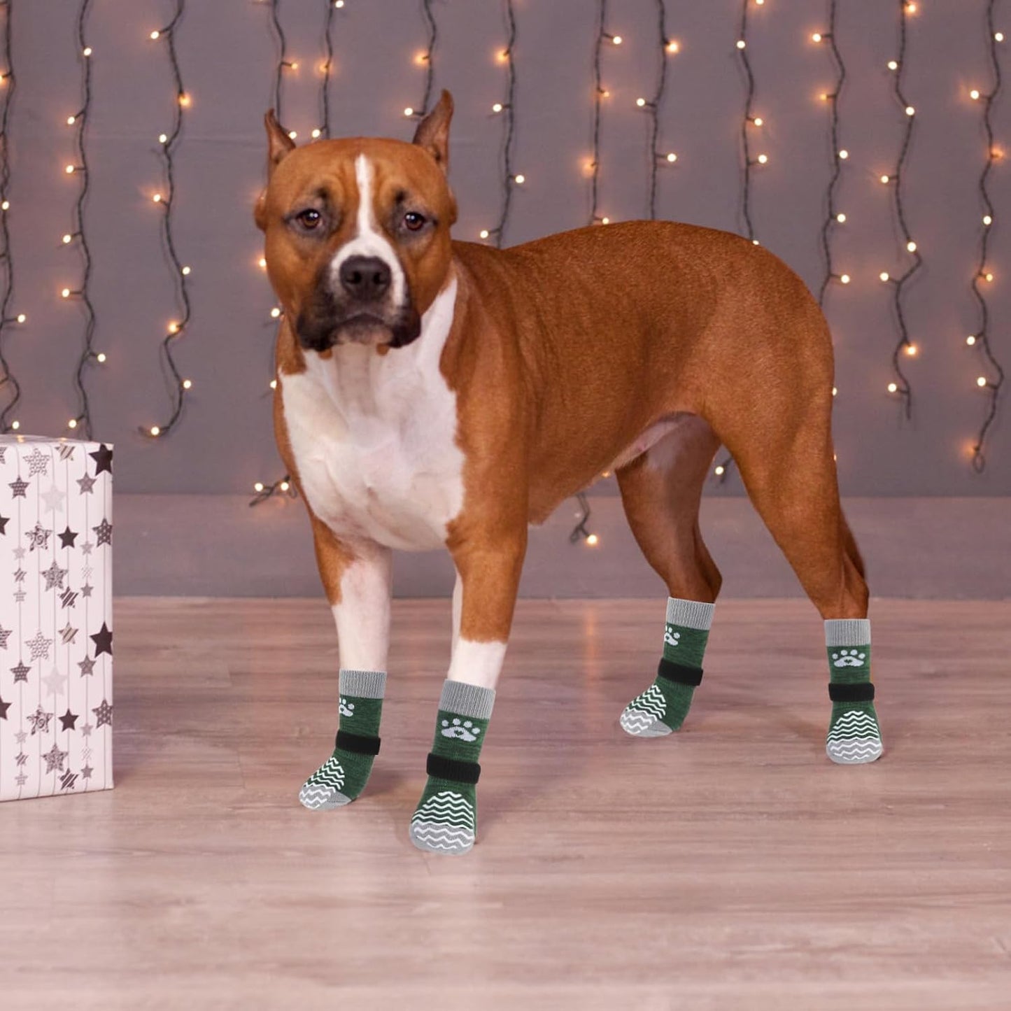 PUPTECK Anti Slip Dog Socks with Double Grippers for Hardwood Floors, Shoes for Hot/Cold Pavement, Boots & Paws Protectors to Prevent Licking, Traction Booties for Senior Small Large Dogs