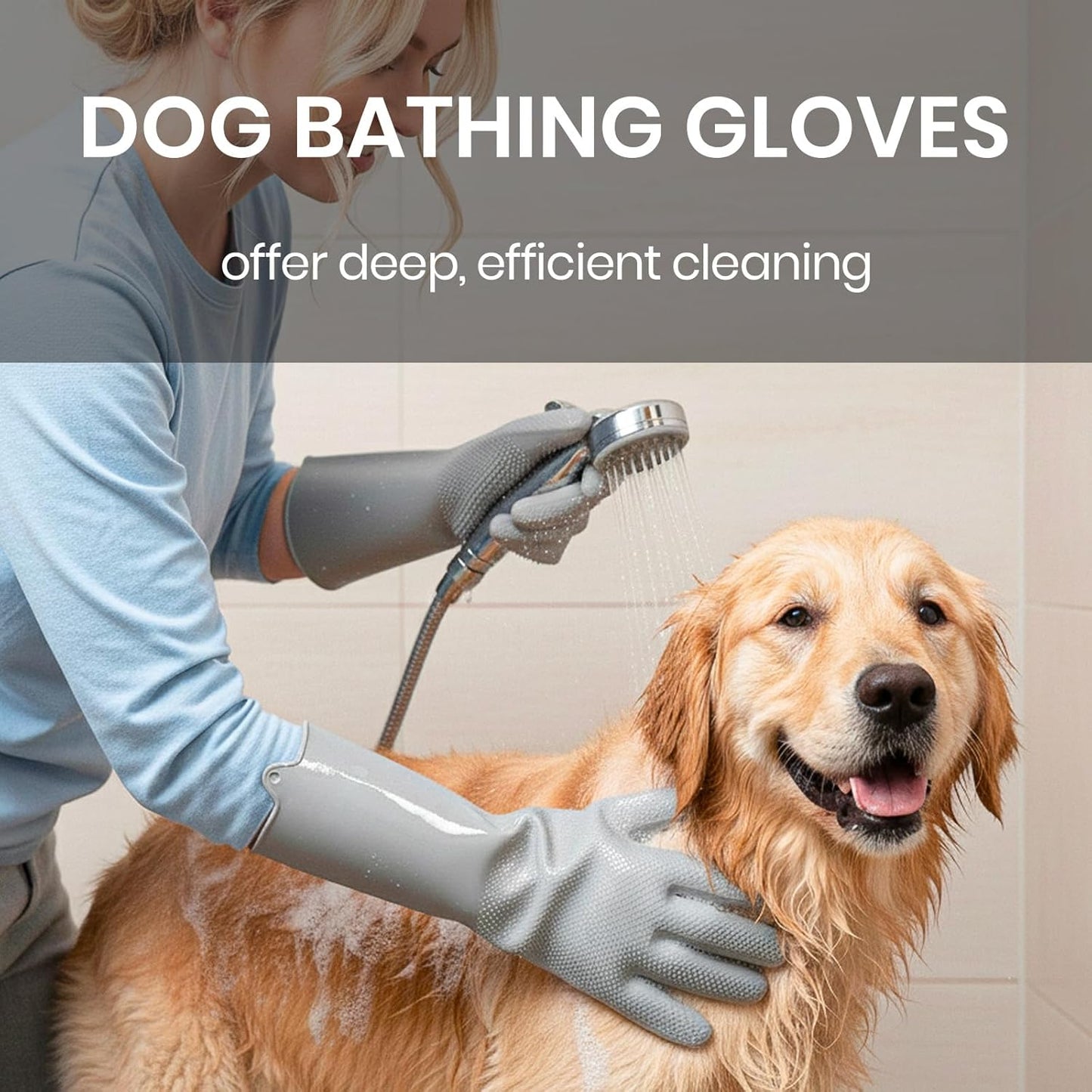 DELOMO Pet Grooming Gloves 1 Pair: Soft and Gentle Silicone Dog Washing Gloves - Bathing Scrubber Brush Mitt Grooming Shedding Fur Removal Massage for Dogs/Cats/Horse, Purple