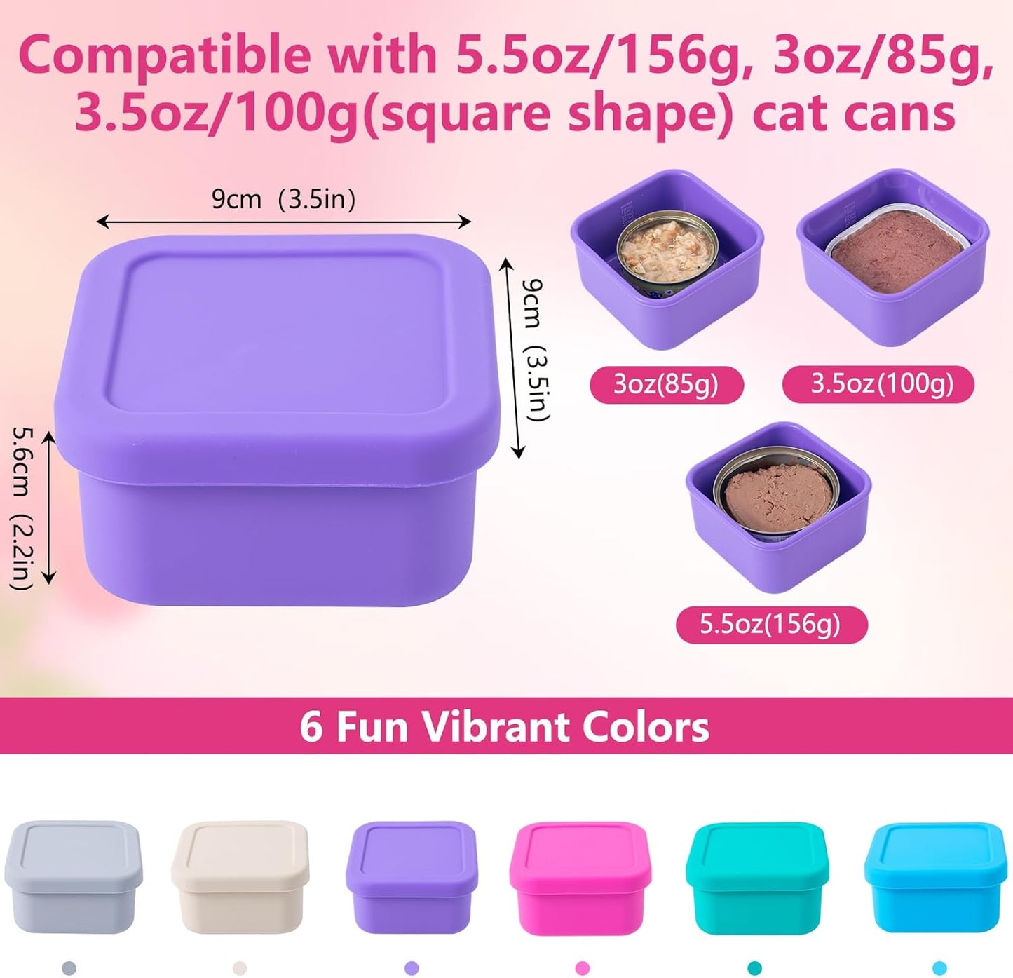 SLSON Cat Can Cover 5.5 oz Canned Food Storage Container, 2Pack Silicone Can Sealer with Airtight Lids Compatible with 5.5oz Friskies & 3.5oz Cesar Pet Cans for Fridge to Keep Fresh (Beige and Grey)