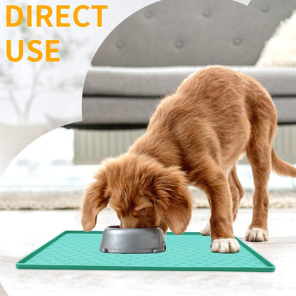 Ptlom Pet Placemat for Dog and Cat, Mat for Prevent Food and Water Overflow, Suitable for Small, Medium and Big Pet, 18" 12", Grey, Silicone