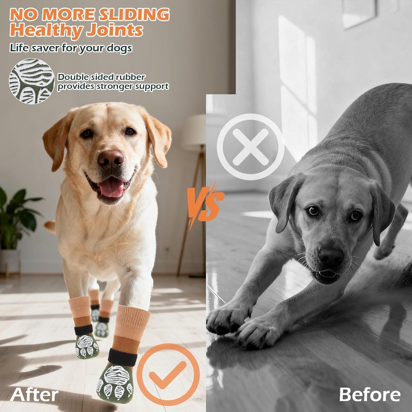 EXPAWLORER Anti Slip Dog Socks to Prevent Licking Paws, Dog Shoes for Hot Pavement Walk, Dog Booties for Hardwood Floors, Dog Boots & Paw Protectors with Grippers for Small Medium Large Senior Dogs M