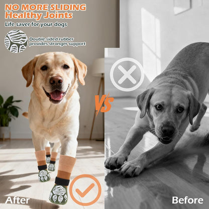 EXPAWLORER Anti Slip Dog Socks to Prevent Licking Paws, Dog Shoes for Hot Pavement Walk, Dog Booties for Hardwood Floors, Dog Boots & Paw Protectors with Grippers for Small Medium Large Senior Dogs M