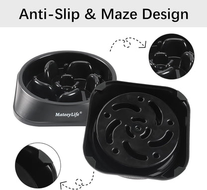 MateeyLife Slow Feeder Dog Bowls 2PCS, Anti-Choking Puzzle Dog Food Bowls, Anti-Slip Interactive Feeding Slow Down Eating, Bloat Stop Maze Dishes for Medium Breeds Pink&Purple