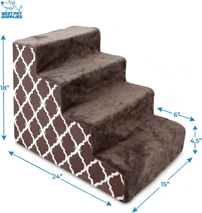 Best Pet Supplies Dog Stairs & Steps - Foam Steps for Small Dogs & Cats, Non-Slip Indoor Balanced Pet Step Support, Dog Ramp, No Assembly, Ash Gray Linen, 2-Step (12-inch Height)