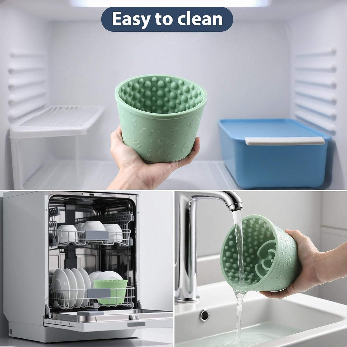 Dog Slow Feeder Lick Bowl - Non-Slip Licking Treat Dispenser for Small Medium Large Dogs, Promotes Anxiety Relief & Prevents Choking, Easy to Clean Feeding Bowl (Green, S)