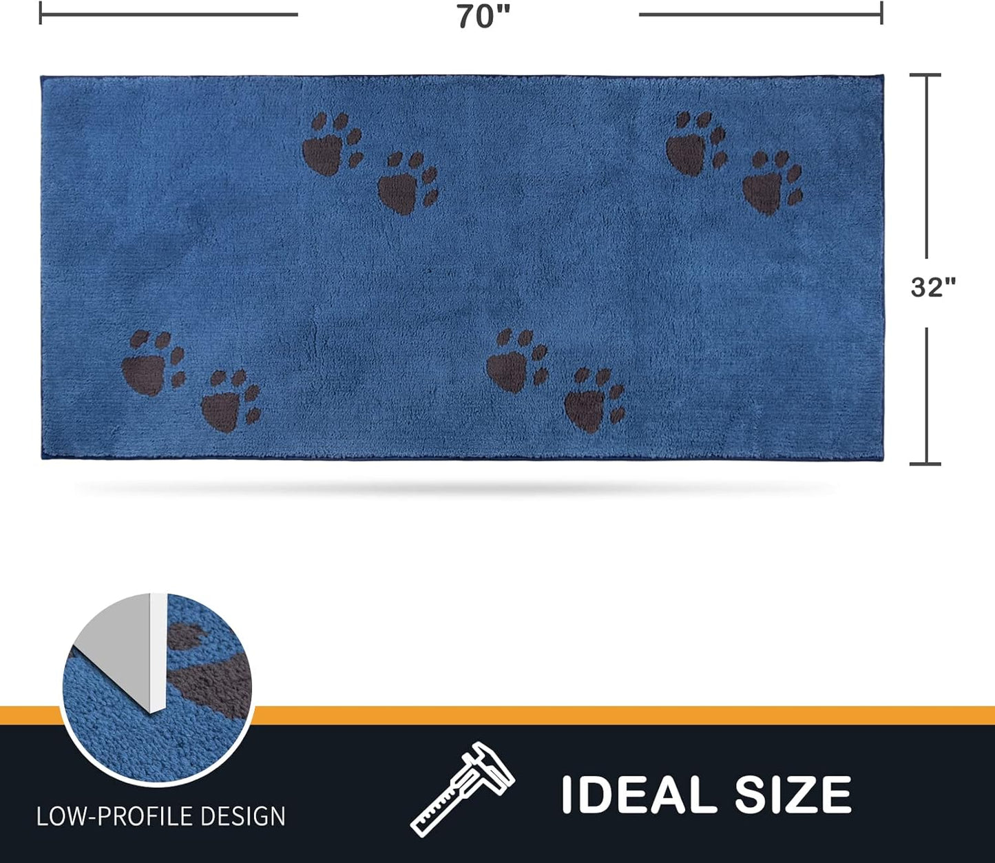 PURRUGS Dirt Trapping Door Mat 20" x 31.5", Non-Skid/Slip Machine Washable Microfiber Entrance Rug, Shoes Scraper, Dog Doormat, Super Absorbent Floor Mat for Muddy Wet Shoes and Paws, Grey