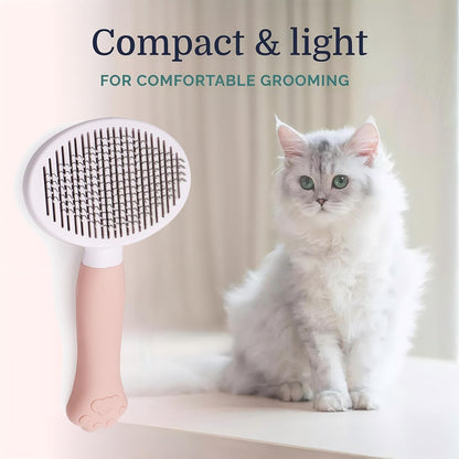Pet Self Cleaning Slicker Brush-Shedding Slicker Brush for Dogs & Cats & Haired Small Pets, Suitable Short, Medium, and Long for Shedding & Haired Pets- Comfortable Grooming (pink)
