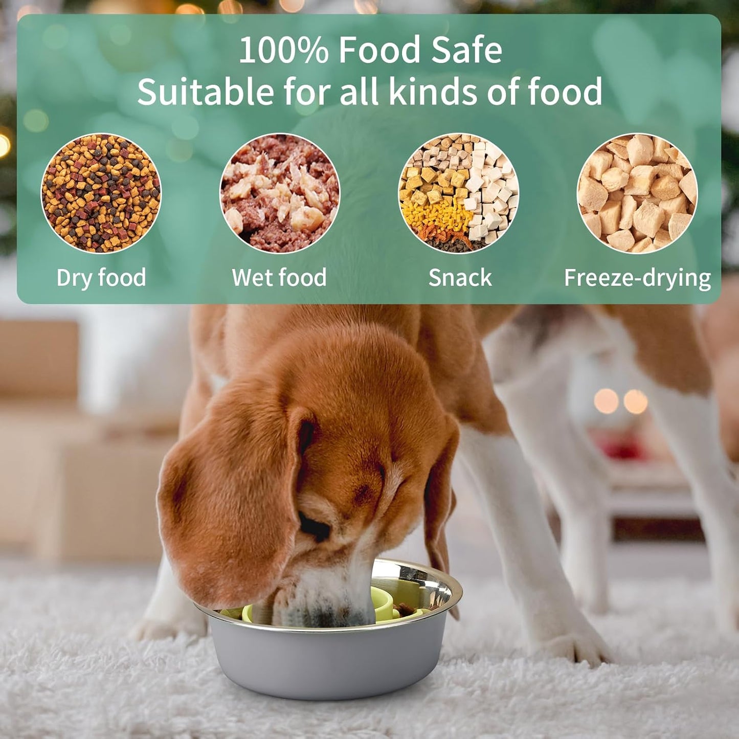 Slow Feeder Dog Bowls Insert, Animire Soft Silicone Slow Eating Dog Food Bowl for Small, Medium and Large Dogs, Compatible with Regular and Elevated Bowls