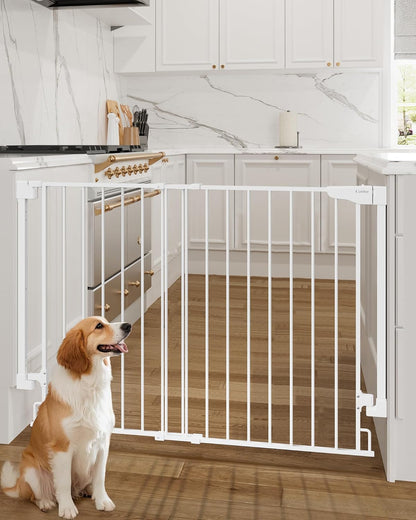 Cumbor 29.2–43" Baby Gate for Stairs, Hardware Mounted (Drill Required), Expandable No Bottom Bar Dog Gate, Auto Close Extra Wide Walk Thru, Pet & Toddler Proof Gate, Top & Bottom of Stairways(Black)