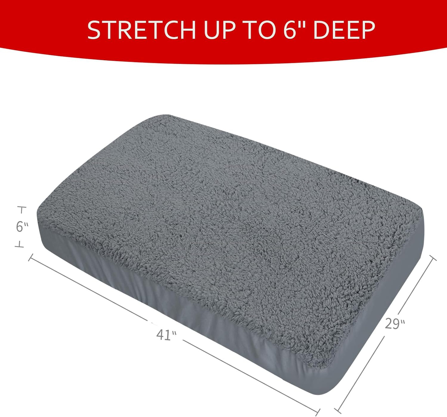 Dog Bed Covers Soft Plush Replacement Washable, Waterproof Pet Bed Liner Grey 36x27 Inches, for Dog/Cat, Cover Only