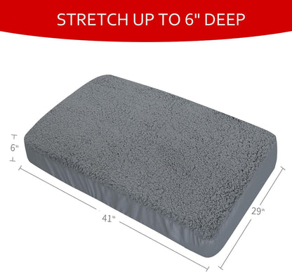 Dog Bed Covers Soft Plush Replacement Washable, Waterproof Pet Bed Liner Grey 36x27 Inches, for Dog/Cat, Cover Only