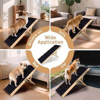 2026 Upgraded Dog Ramp for Couch - Foldable Small Dog Ramp for Bed - 4 Adjustable Height from 12" to 20" - Portable Pet Stairs with Non-Slip Pad - Pet Ramps Use for Low Bed Couch Steps Up to 60LBS