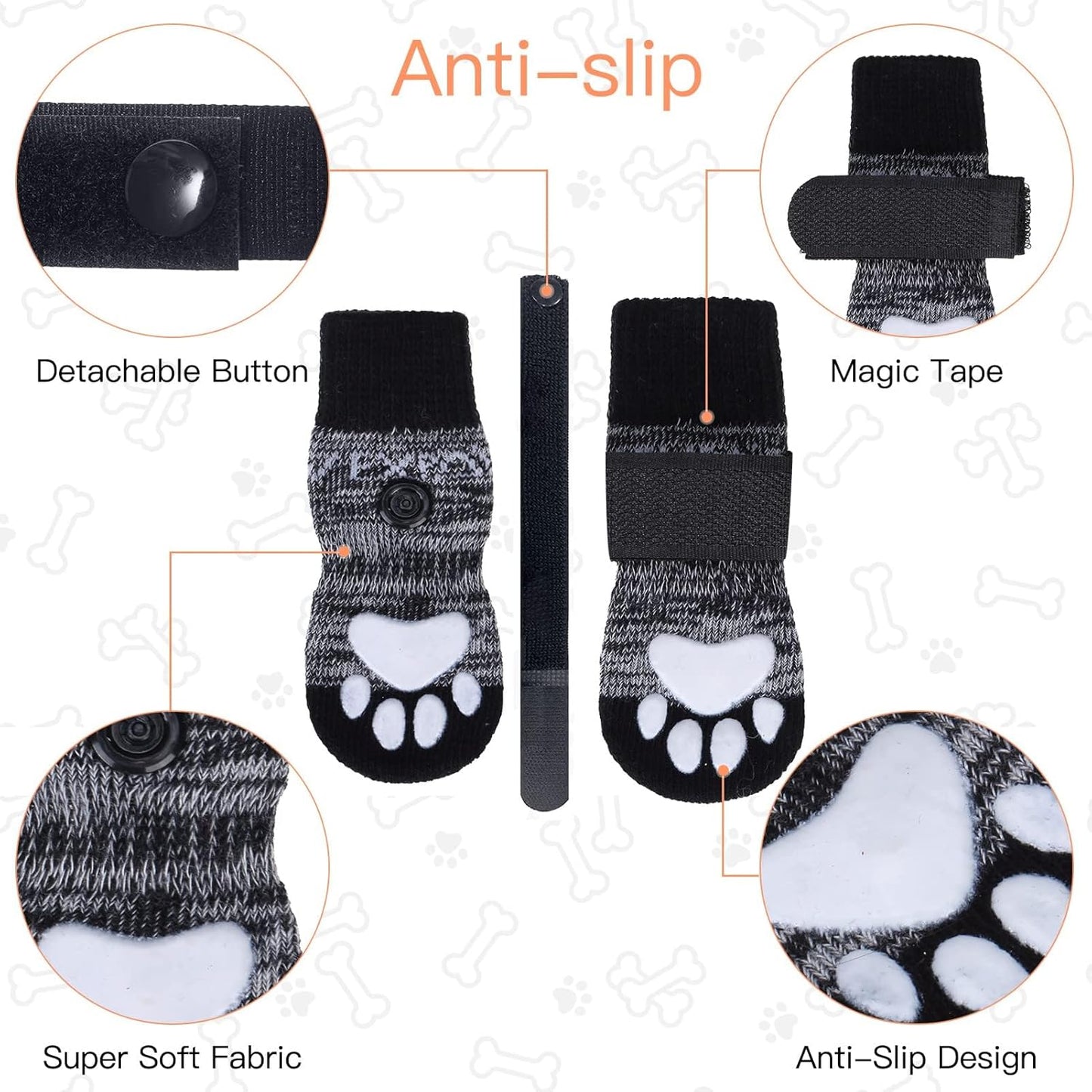 EXPAWLORER 6Pcs Anti-Slip Dog Socks to Prevent Licking Paws,Dog Shoes for Hot Pavement,Dog Booties Traction Control on Hardwood Floor,Boots & Paw Protectors, for Puppy Small Medium Large Senior Dogs