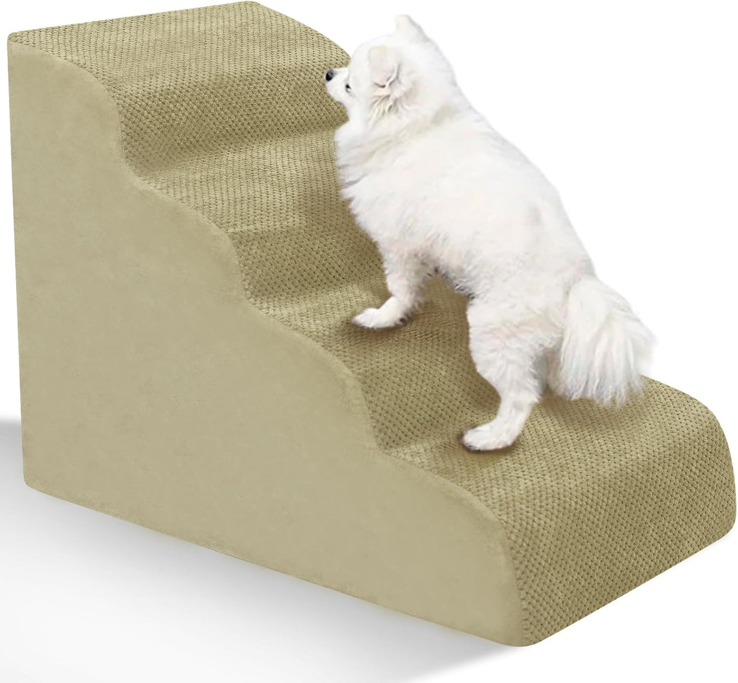 Dog Stairs for Small Dogs - High Density Foam Dog Ramp, Extra Wide Pet Steps with Non-Slip Bottom for High Beds, Couche and Sofa, Best for Pet Injured, Older Dogs Cats (Grey, 4 Steps)