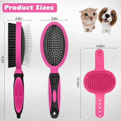 2PCS Pet Grooming Tools - Double-Sided Brush for Shedding and Bathing, Suitable for Short/Long Haired Dogs Cats and Horses, Deshedding Dog Brush, Mane & Tail Combs for Horses - Pet Supplies (Blue)