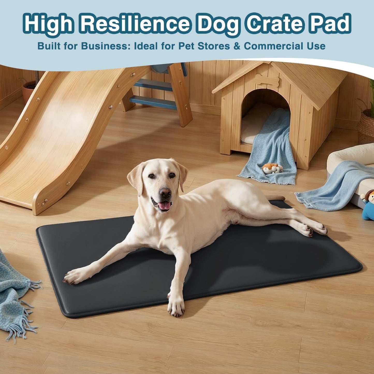 Dog Bed for Crate Pad High Resilience Foam Crate Pad Mat for Medium Large Dogs Washable Anti-Slip, Outdoor, 35" x 22",Dark Gray