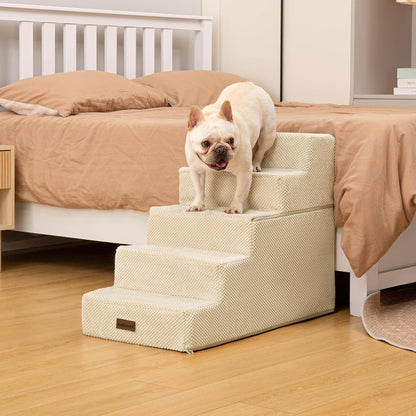 Aodisman Dog Stairs for Small Dogs, 3-Step Non-Slip Pet Stairs for Couch Sofa and Chair, Dog Bed Stairs for Puppy, Older Cat,Grey,13.6" H