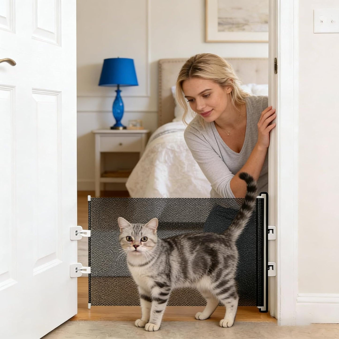 Generic 33" Tall Retractable Dog Gate, Extends up to 55" Wide No Drilling Retractable Gate, Retractable Dog Gate Indoor for Stairways, Indoor & Outdoor Use.