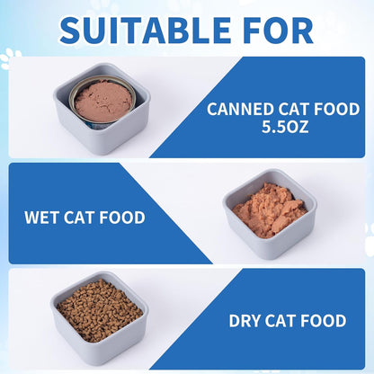 SLSON Cat Can Cover 5.5 oz Canned Food Storage Container, 2Pack Silicone Can Sealer with Airtight Lids Compatible with 5.5oz Friskies & 3.5oz Cesar Pet Cans for Fridge to Keep Fresh (Beige and Grey)