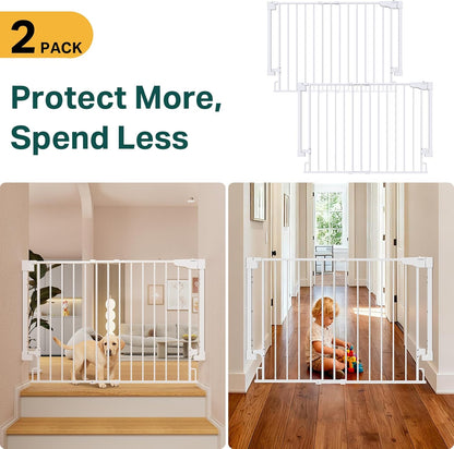 Cumbor 29.2–43" Baby Gate for Stairs, Hardware Mounted (Drill Required), Expandable No Bottom Bar Dog Gate, Auto Close Extra Wide Walk Thru, Pet & Toddler Proof Gate, Top & Bottom of Stairways(Black)