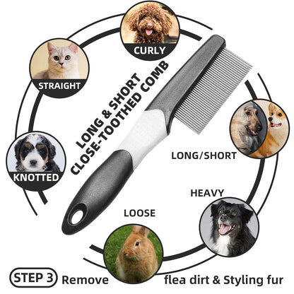 Dog Brush for Shedding,7 PCS Pet Grooming Brush Kit to De-fur & Hair Slicker Deshedding Brushes with Undercoat Rake Comb Bath Brush&Nail Clipper for Grooming Short Long Haired Dogs Cats Blue
