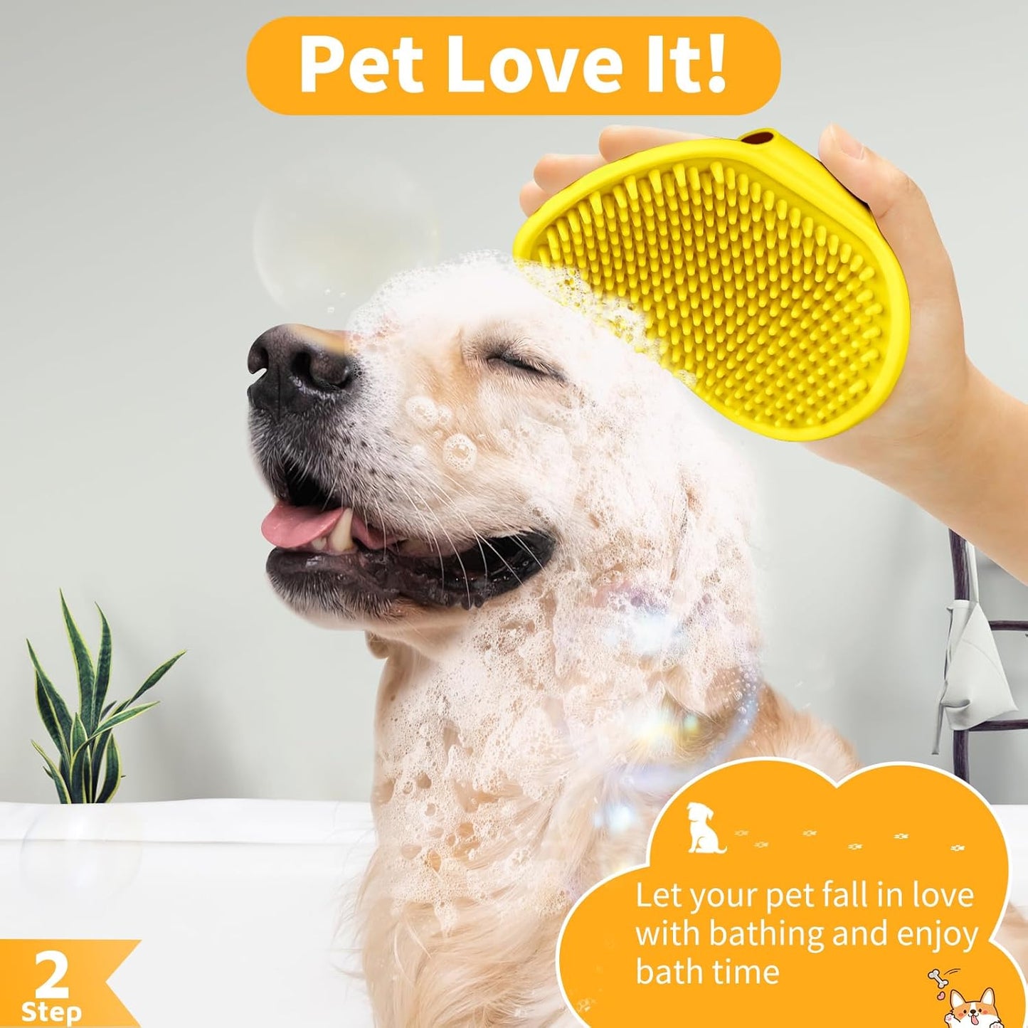 Comotech 6PCS Dog Bath Brush & Dog Toothbrush | Adjustable Handle Shampoo Brush & Scrubber for Short & Long Haired Dogs & Cats | Effectively Solve Odor & Stain Removal Problems (Blue Blue Blue.)
