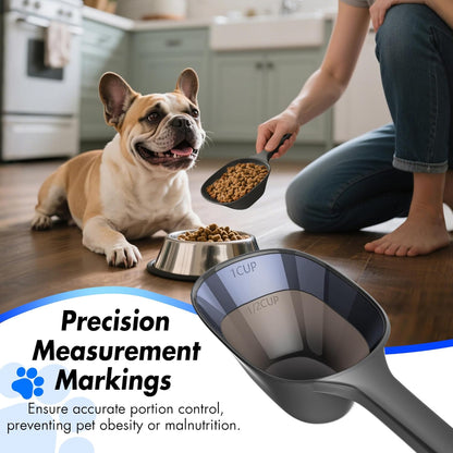 Food Scoop, Cup Capacity Dog Food Scooper With Measuring Lines For Dog, Puppy and Cat Coffee Bean Scoop, Flour Scoop 2 Pack (Grey)