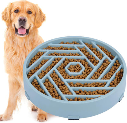 TOBYTO Slow Feeder Dog Bowls Large Medium Breed,Anti-Choking Slow Eating Dog Food Bowl,Non Slip Pet Slower Food Feeding Bowls Large Puzzle Slow Feeder Bloat Stop Maze Dog Dishes,Black