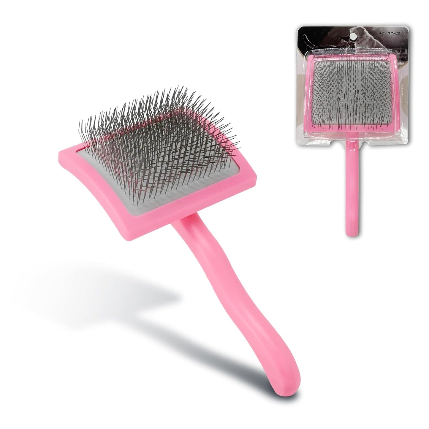 Pet Slicker Brush for Long & Short Hair - Detangling Tool for Dogs & Cats - 135° Angled Stainless Steel Pins, Curved Handle - Gentle Grooming for Small/Medium/Large Breeds (Lavender)