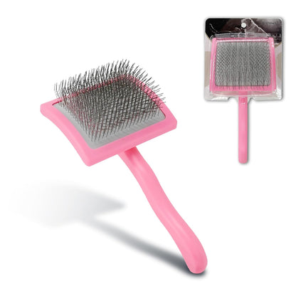 Pet Slicker Brush for Long & Short Hair - Detangling Tool for Dogs & Cats - 135° Angled Stainless Steel Pins, Curved Handle - Gentle Grooming for Small/Medium/Large Breeds (Lavender)