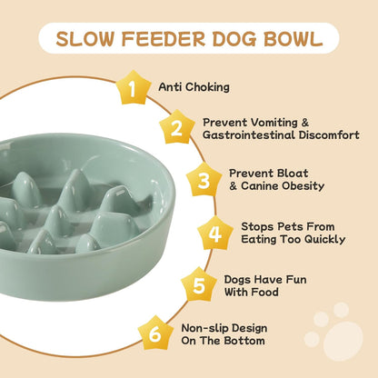 Havniva Ceramic Slow Feeder Dog Bowls, 1.6 Cups Dog Bowl Slow Feeding for Medium Breed, 8.2inch Puzzle Dog Food Bowl Slow Feeder Non-Slip Anti-Gulping and Anti-Choking Reduces Bloating