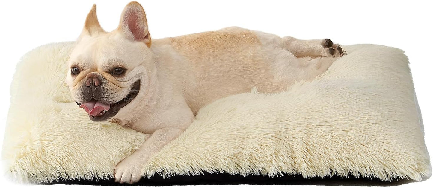 EHEYCIGA Fluffy Dog Crate Bed for Medium Dogs, Plush Faux Fur Crate Pad, Calming Anti Anxiety Medium Dog Bed, Washable Soft Warm Crate Mat with Non-Slip Bottom