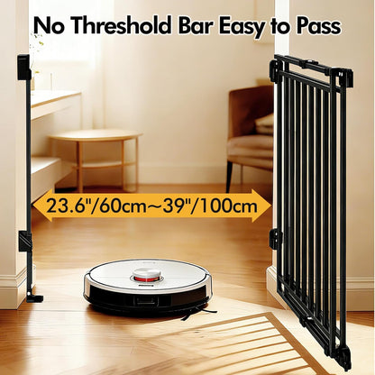 Baby Gate for Stairs & Doorways - Fits Openings 26 to 43 Inches Wide (Must Drill to Install) | 29" Extra Tall with No Bottom Bar | One-Handed Auto-Close Walk-Thru Gate for Kids & Pets, Black
