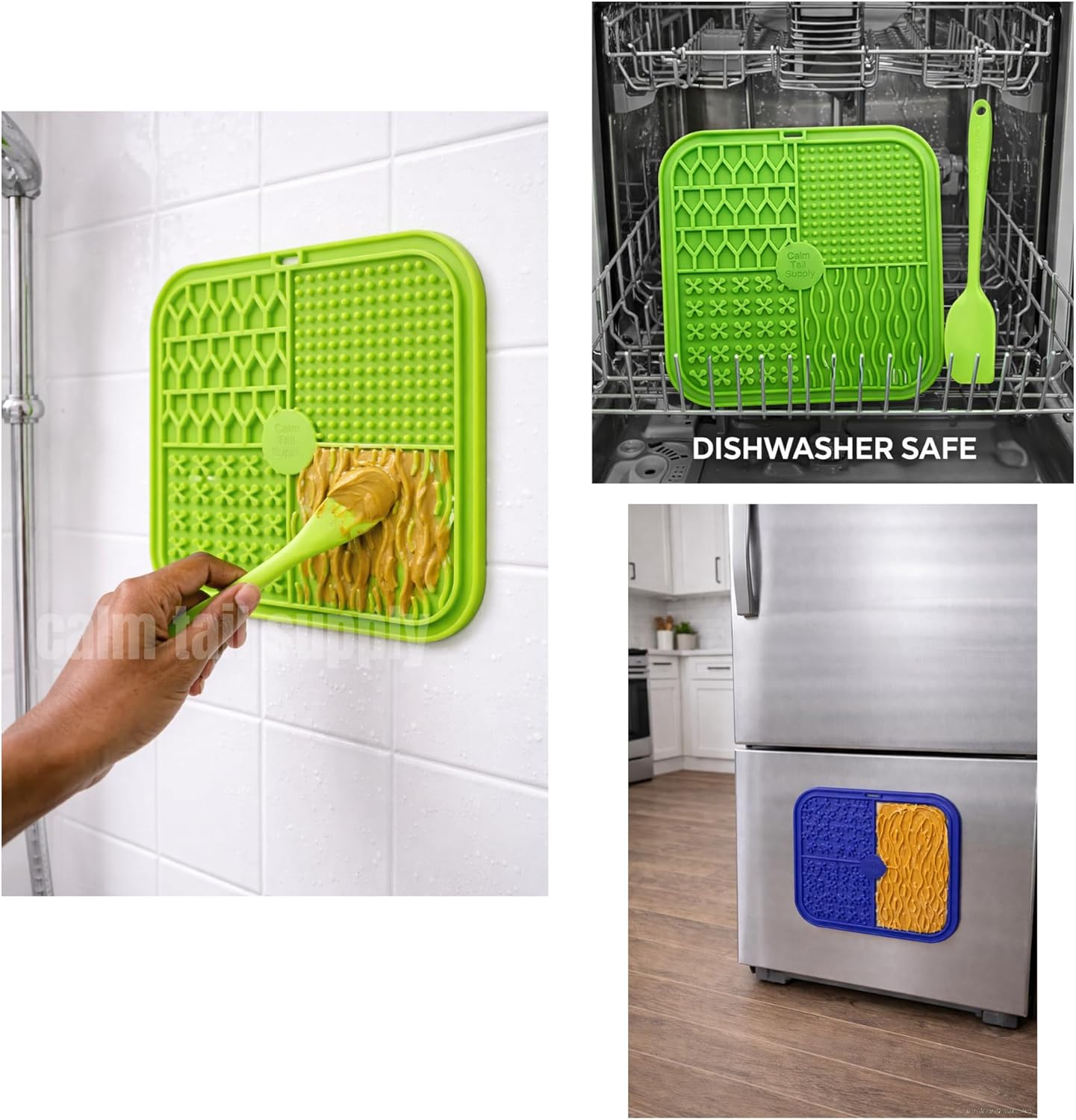 BPA-Free Silicone Dog Lick Mat with Spatula – Slow Feeder Enrichment Mat for Dogs & Cats – Strong Suction, Grooming Distraction, Freezer & Dishwasher Safe