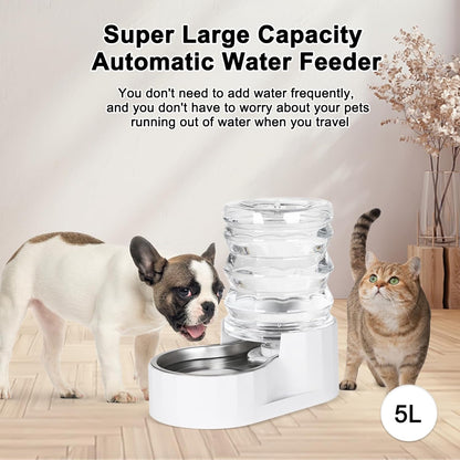 RIZZARI 8L Elevated Pet Water Dispenser – Stainless Steel Gravity Waterer with Auto-Refill Design for Medium and Large Dogs & Senior Pets -Comfortable Drinking Height for Living Rooms,Multi-Pet Homes