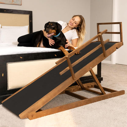 ABORON Antislip Dog Ramp, Adjustable Folding Pet Ramp for Small & Large Old Dogs & Cats, High Traction Portable Rubber Paw Ramps, Supports up to 200 lbs, Used for Bed Couch SUV, 39.3'' Long