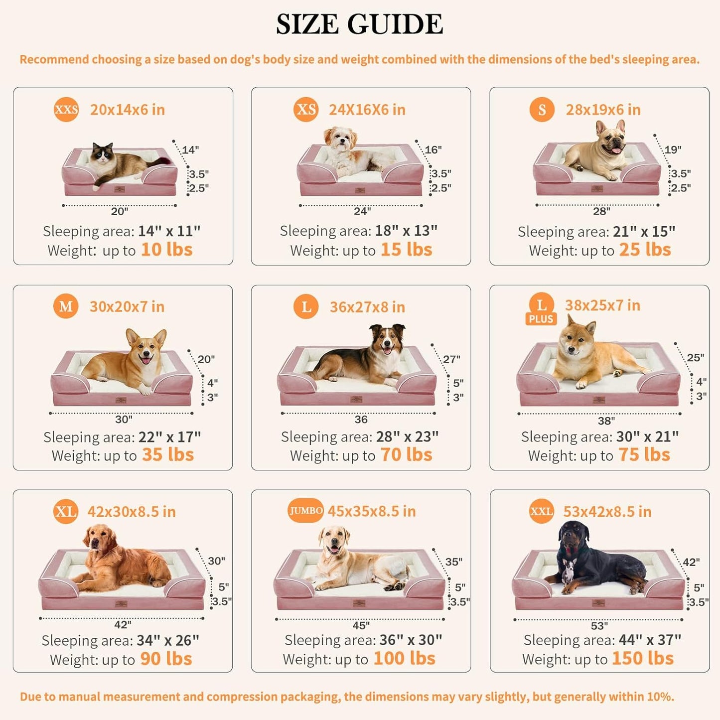 Comfort Expression Orthopedic Dog Bed for Extra Large Dogs 42x30 Inch, Waterproof Egg Crate Foam XL Pet Bed with Removable Bolsters, Dog Couch with Washable Cover & Non-Slip Bottom, Grey - Colors B
