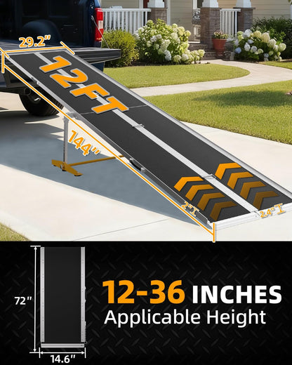VNN Portable Wheelchair Ramp 4FT, Non-Slip Aluminum Ramps for Wheelchairs for Home, Handicap Wheelchair Ramps for Home Steps, Aluminum Loading Dock Plates, Doorways, Black