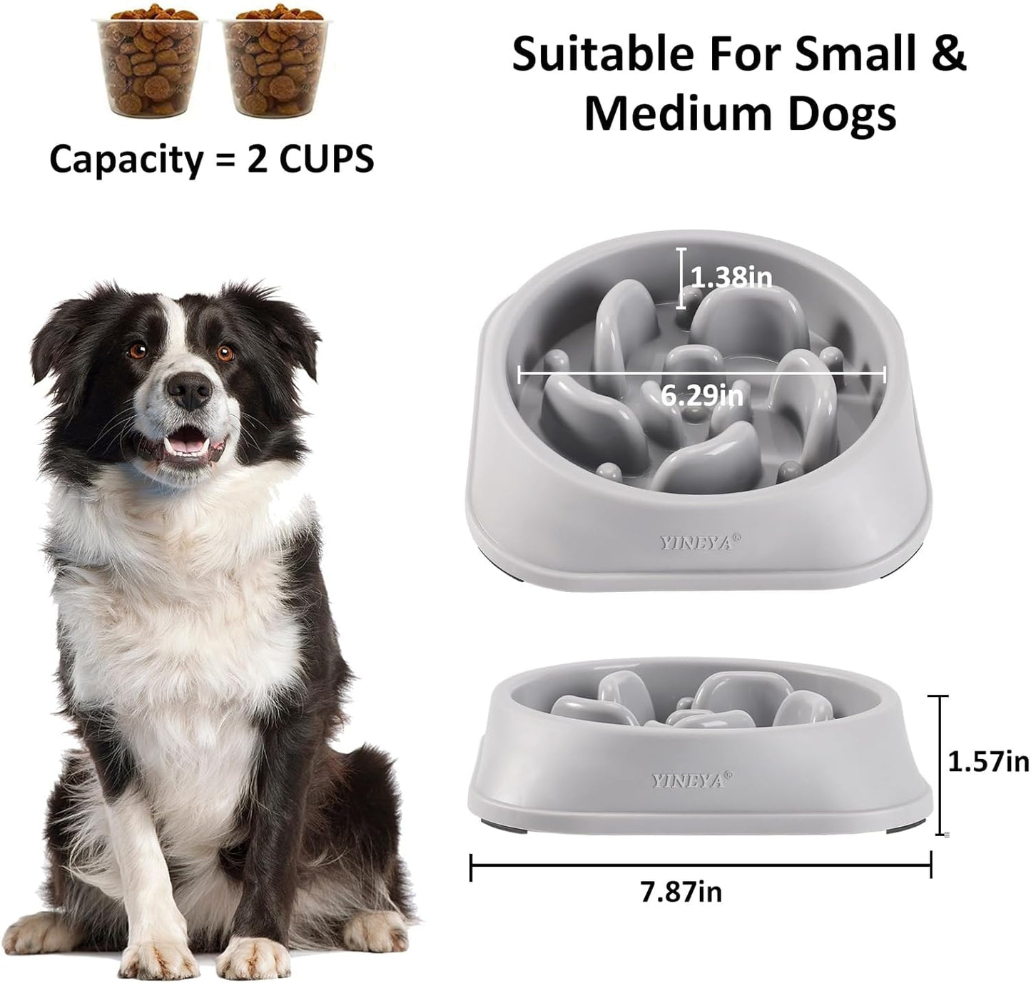 YINEYA Slow Feeder Dog Bowls, Pet Supplies that Slow Down Eating, Pet Food Bowls, Maze Dog Puzzle Feeder for Medium Breed