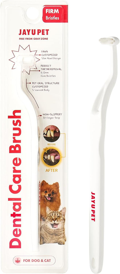 JAYU PET Dental Care Brush with Soft Bristles 1ea - Dog Toothbrush, Cat Toothbrush, Dental Care for Kitten and Small Dogs, Removing Old Plaque and Tartar, Easy Cleaning