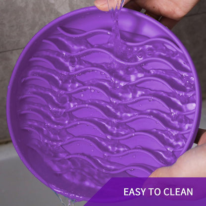Slow Feeder Dog Bowls, Silicone Food Bowl Anti-Gulping, Pets Puppy Slow Feeder with Suction Cups, Dishwasher Microwave Safe for All Small Medium Dogs, Wave Design Blue
