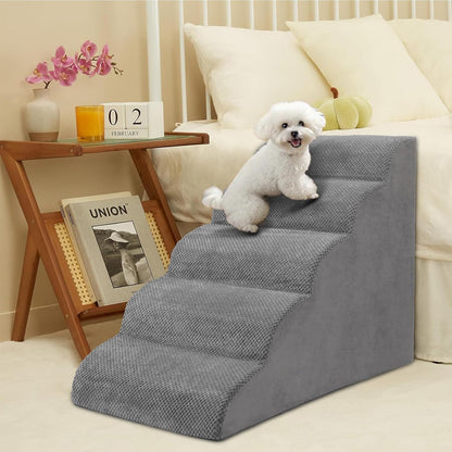 Dog Stairs for Small Dogs, 3 Tiers High Density Foam Dog Ramp, Extra Wide Non-Slip Pet Steps for High Beds Or Couch, Soft Foam Doggie Ladder for Dogs Injured, Older Pets, Small Cats
