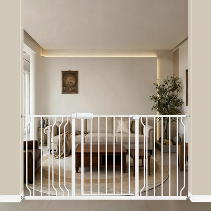 WAOWAO Baby Gate 71.65-85.03" Extra Wide Pressure Mounted Walk Through Swing Auto Close Safety Metal Black Toddler Kids Child Dog Pet Puppy for Stairs,Doorways,Kitchen