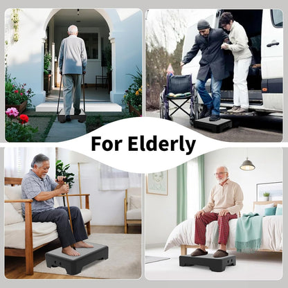 Adjustable Step Stool for Adults, Noctilucent Bed Step Stools, 660 LBS Capacity Non-Slip Safety Step Platform Indoor and Outdoor for Seniors and Kids, Wide Step Stools Elderly Assistance at Night